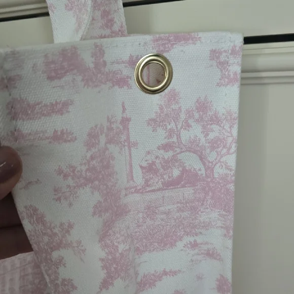 Harrods Pink and White Toile Tote Bag - Picture 10 of 12